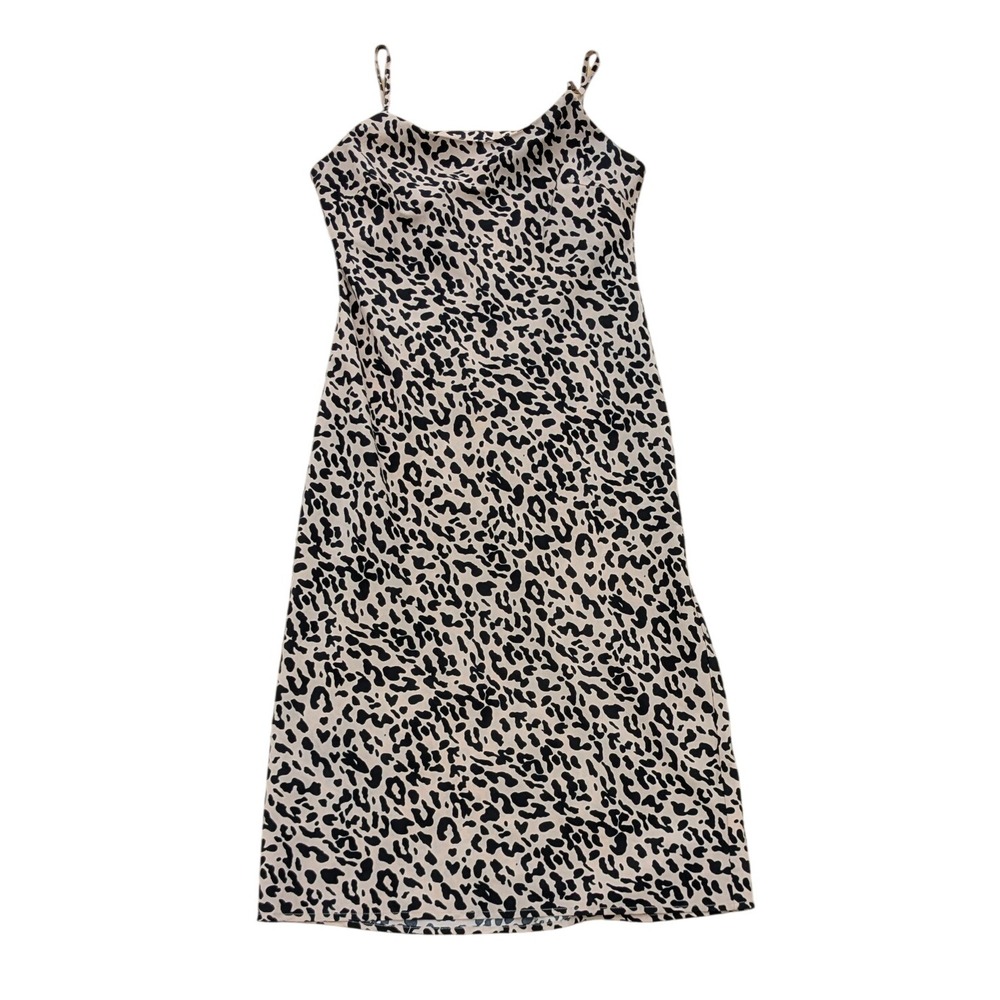 Sugar Lips Dress Midi Slip Leopard Animal Print Women's Medium